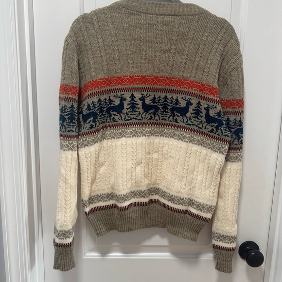 Vintage KP Collection size‎ Medium Fair Isle Reindeer Sweater Tan 70s 80s Winter - Picture 9 of 10